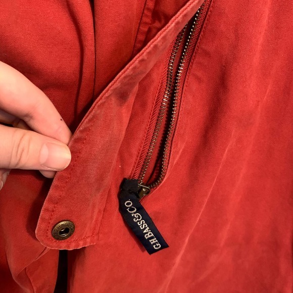 G.H Bass Red‎ Snap Zip Quarter Neck Pullover Jacket Size Large - Picture 3 of 9